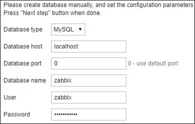 Zabbix database connetion